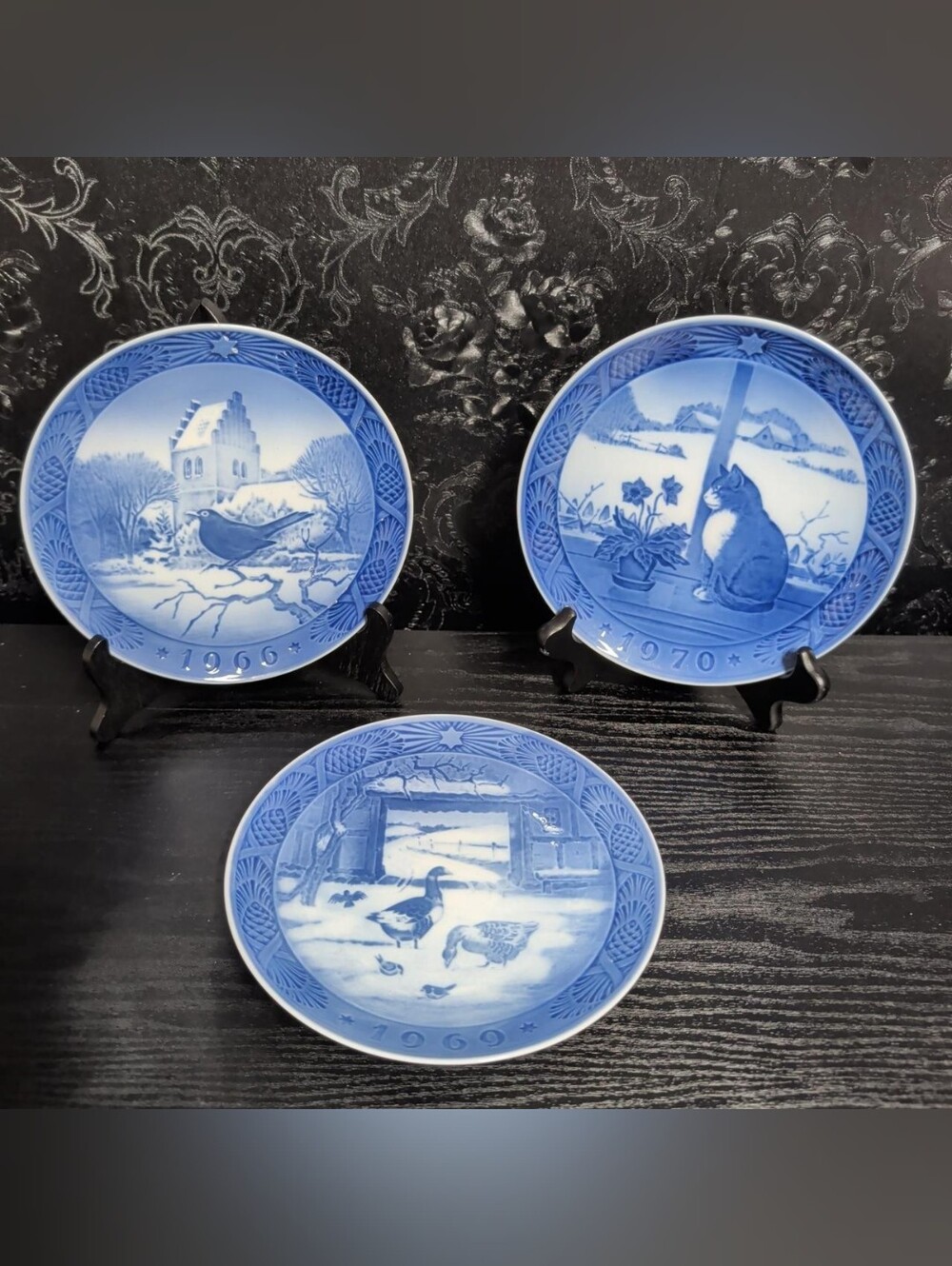 Vintage Royal Copenhagen Christmas Plate Set (1966, 1969, 1970)